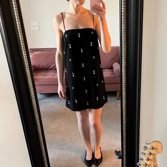 H&M Dresses & Skirts - H&M Black Slip Dress with Faux Pearl Embellishments